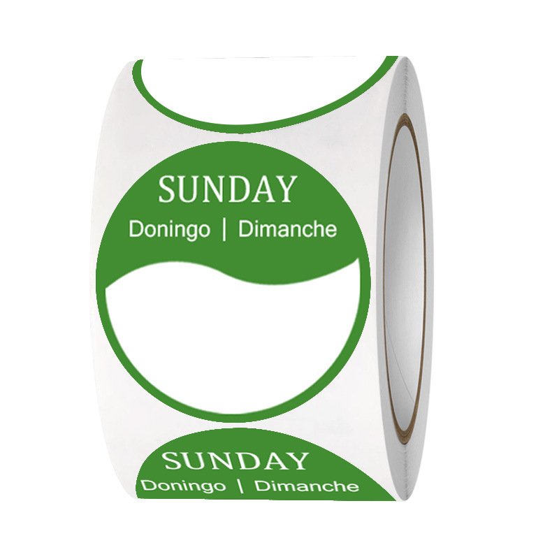 7 Rolls/1000 Piece Set Day Of The Week Rotation Label Food 1 x 1 Inch Removable Monday To Sunday Label Sticker