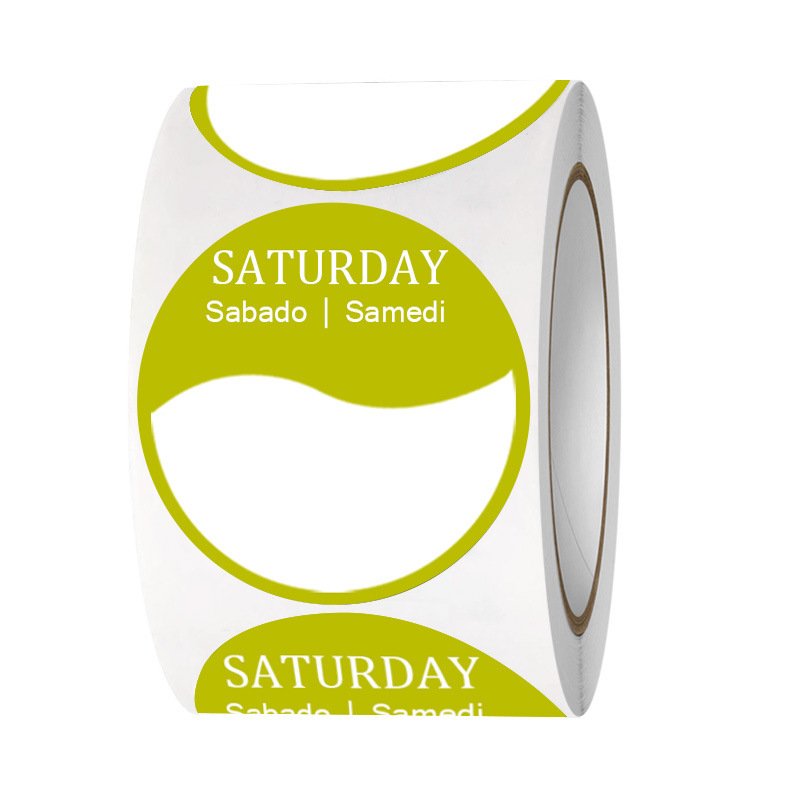 7 Rolls/1000 Piece Set Day Of The Week Rotation Label Food 1 x 1 Inch Removable Monday To Sunday Label Sticker