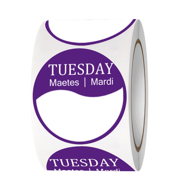 7 Rolls/1000 Piece Set Day Of The Week Rotation Label Food 1 x 1 Inch Removable Monday To Sunday Label Sticker