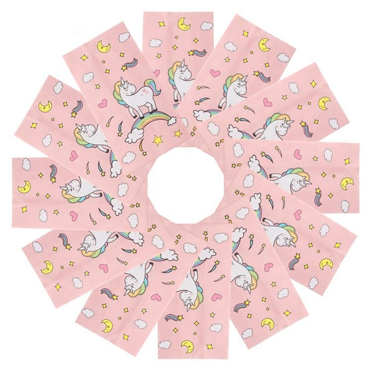 Customized Cute Patterns En Friendly Recyclable Packaging Children's Cartoon Design Gift Paper Bags Without Handles