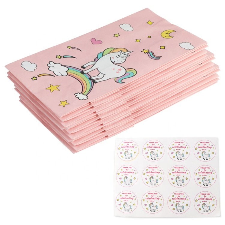 Customized Cute Patterns En Friendly Recyclable Packaging Children's Cartoon Design Gift Paper Bags Without Handles