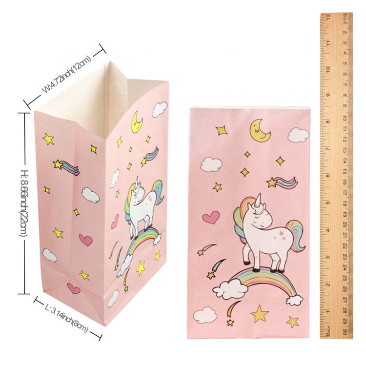 Customized Cute Patterns En Friendly Recyclable Packaging Children's Cartoon Design Gift Paper Bags Without Handles