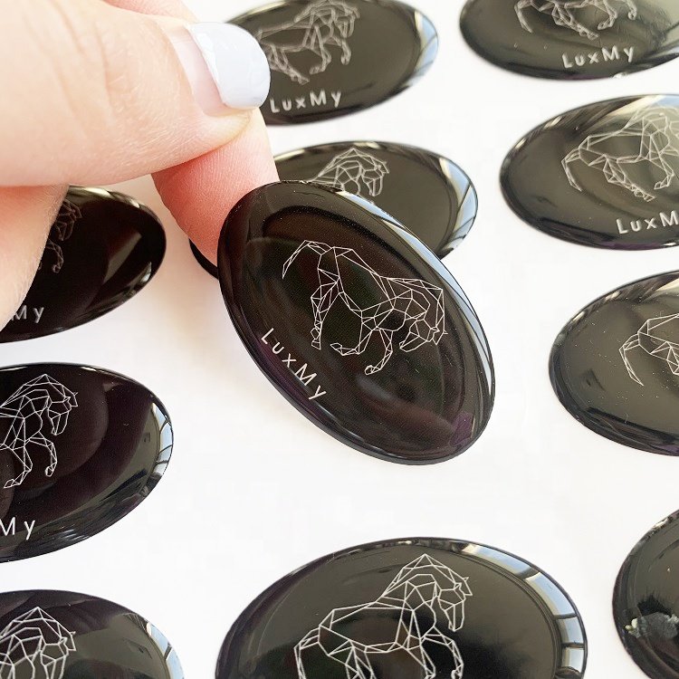 Custom Waterproof Strong Adhesive Clear Gel Logo 3D Soft Rectangle Epoxy Dome Sticker Packing Label