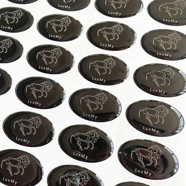 Custom Waterproof Strong Adhesive Clear Gel Logo 3D Soft Rectangle Epoxy Dome Sticker Packing Label