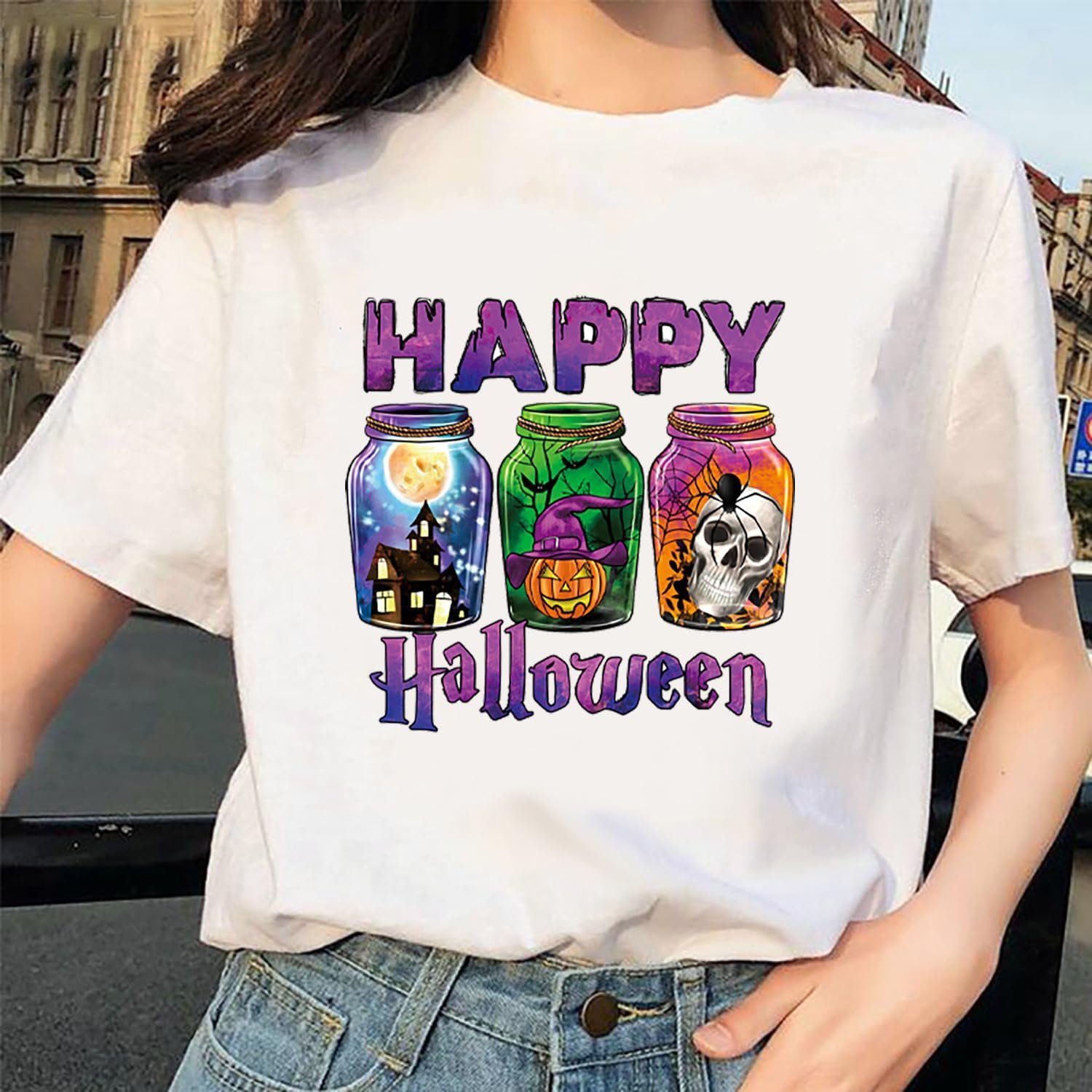 Halloween Iron on Transfers Terror Iron on Patches Stickers Skull Bat Pumpkin Dwarf Car Designs Iron on Decals for T-Shirts