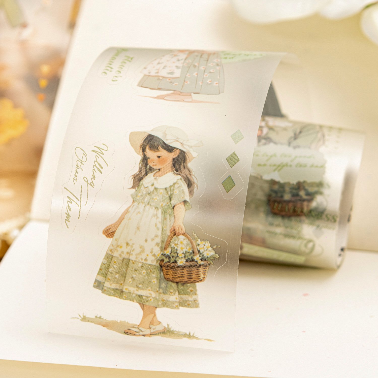 2M/Roll PET Tape Her Garden Series French Rustic Handbook Material Loop Stickers