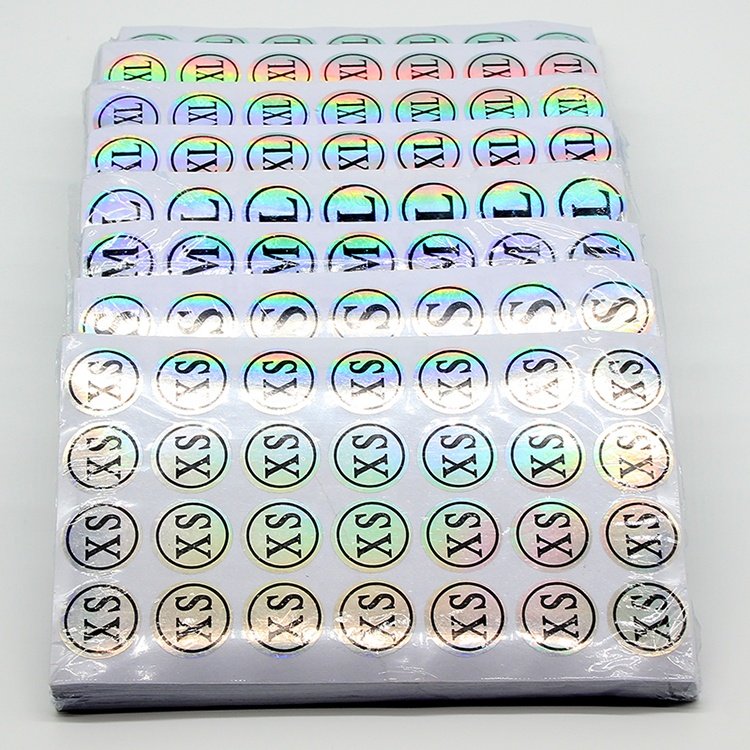 Custom clothing garment round size sticker