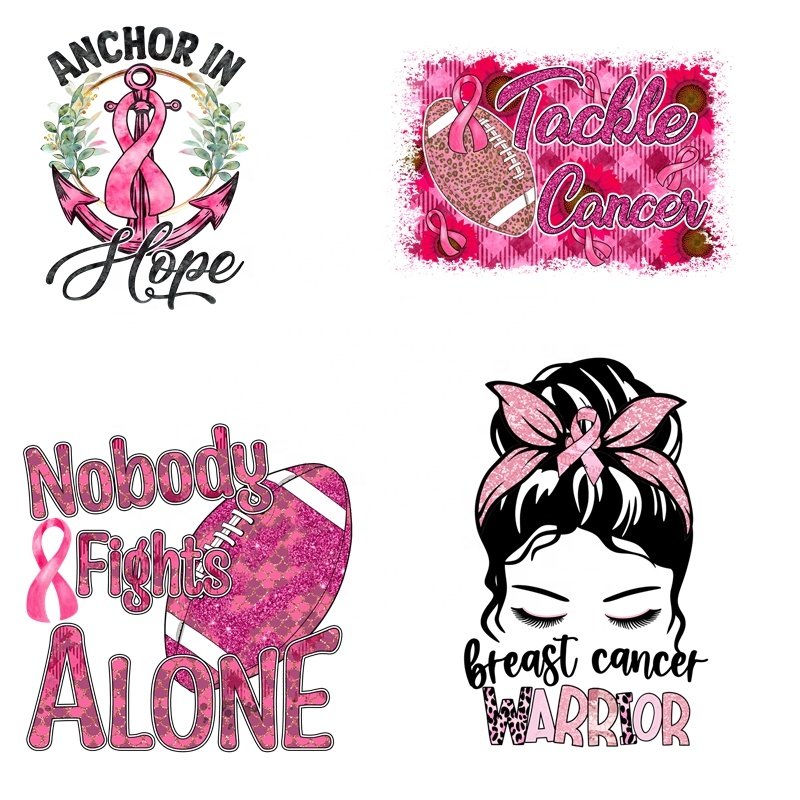 38 Breast Cancer Transfer Sticker Ready to Press Awareness Ribbon Digital DTF Printing Heat T Shirt Transfer iron on Patches