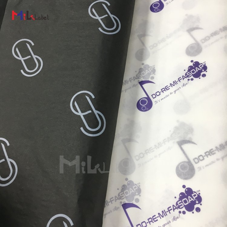 custom tissue paper black Tissue packing paper custom sticker label White wrapping paper for packaging Clothing