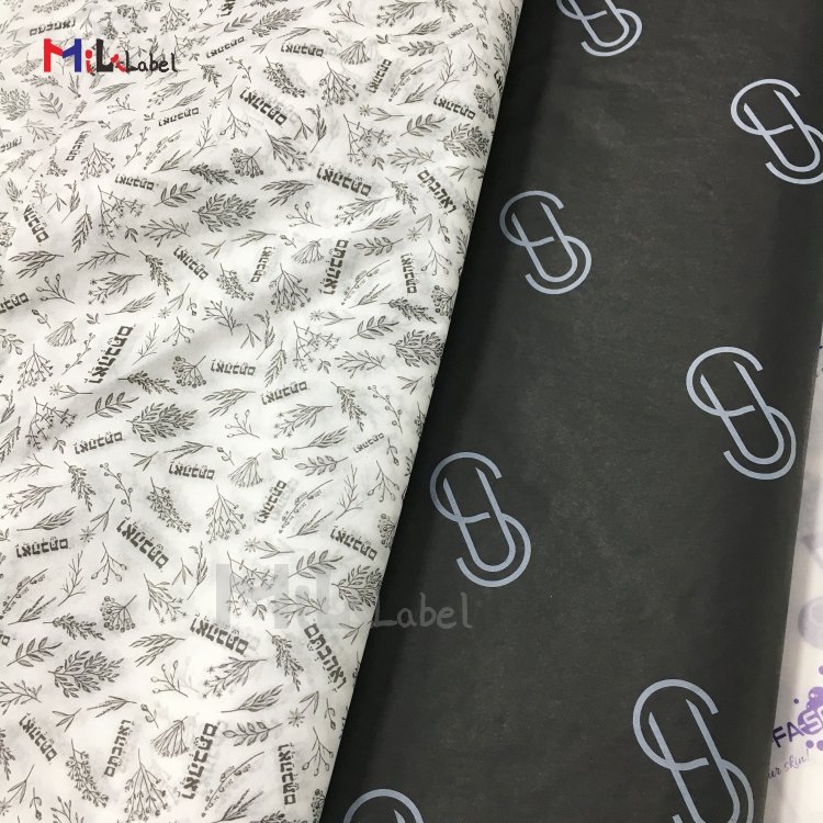 custom tissue paper black Tissue packing paper custom sticker label White wrapping paper for packaging Clothing