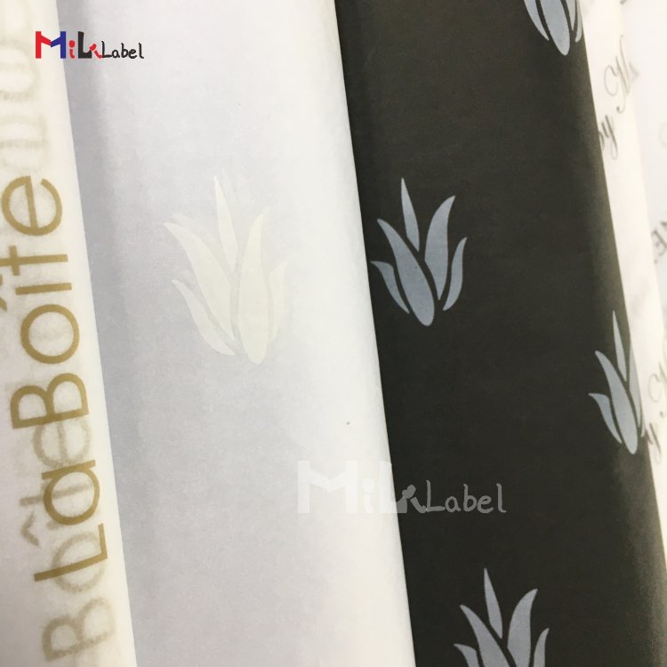 custom tissue paper black Tissue packing paper custom sticker label White wrapping paper for packaging Clothing