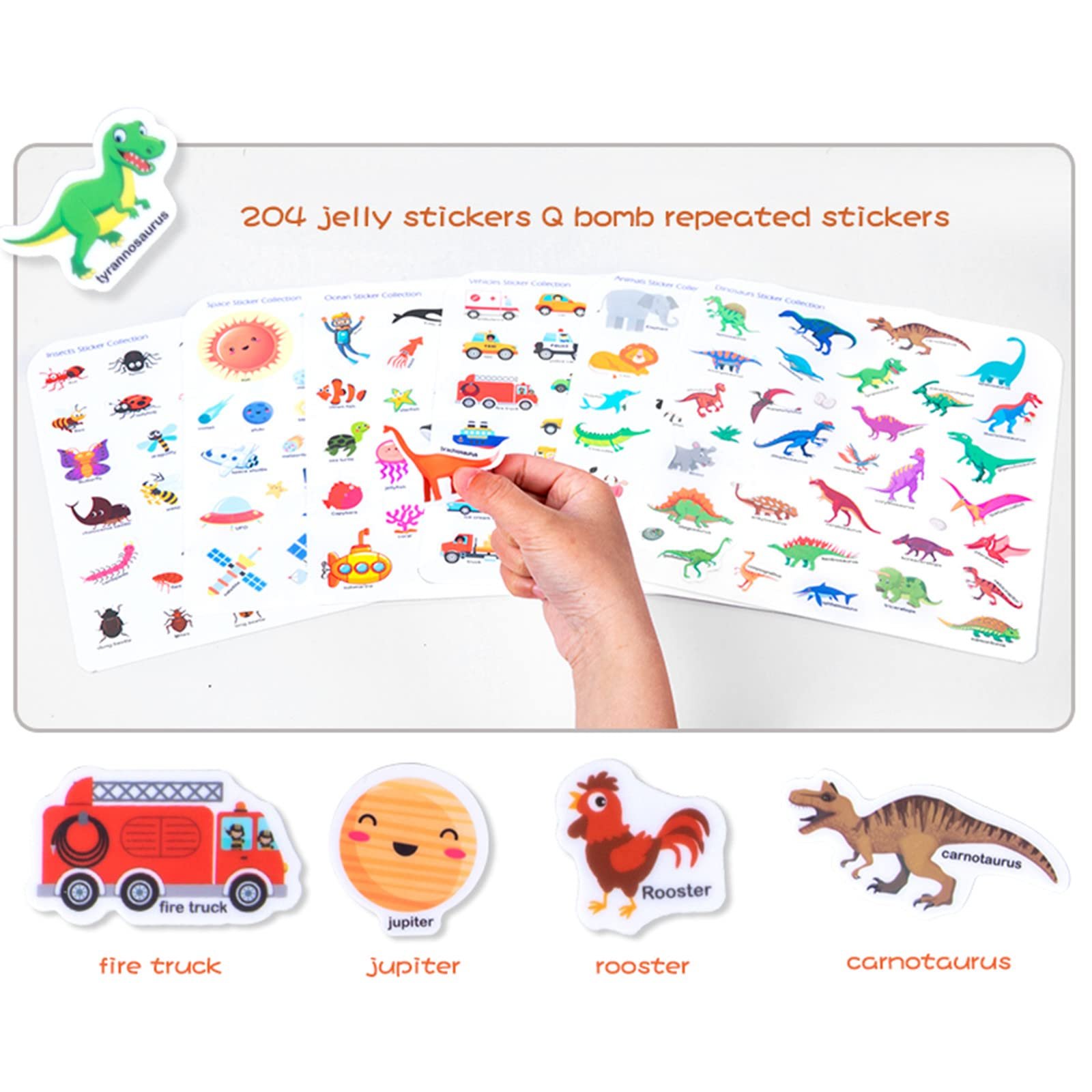 Jelly Sticker Book,Reusable Sticker Book for Kids 2-4,Washable Stickers for Toddlers Merry Christmas Gift for kids