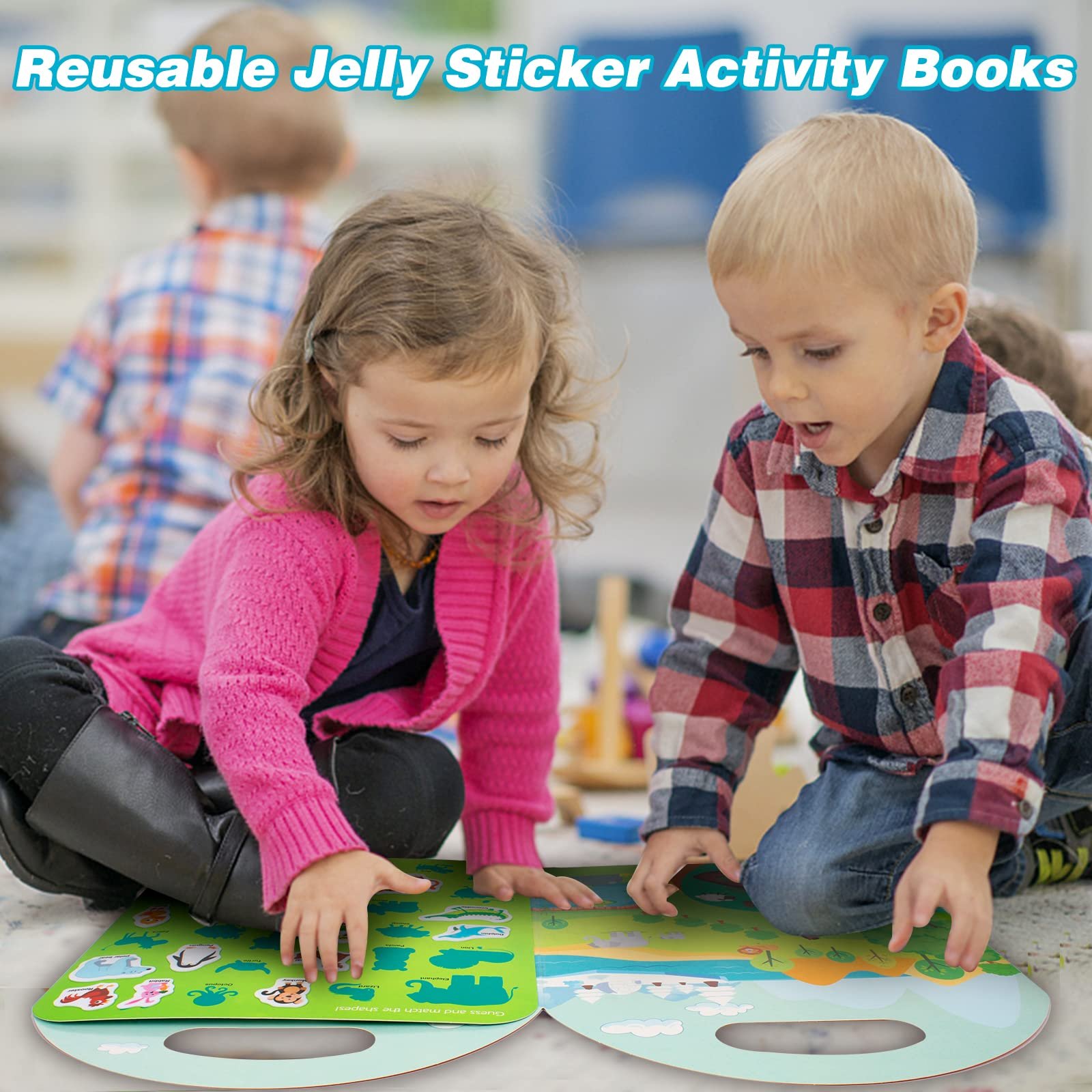 Jelly Sticker Book,Reusable Sticker Book for Kids 2-4,Washable Stickers for Toddlers Merry Christmas Gift for kids
