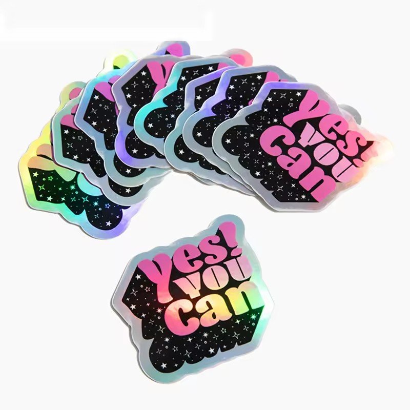 Customize Holographic Printing Outdoor UV Proof Waterproof Adhesive PVC Vinyl Die Cut Logo Stickers
