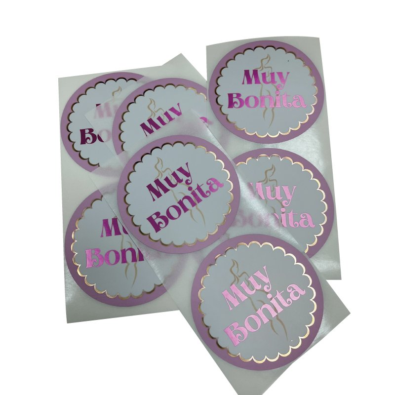 Custom Round Packaging Aluminium Sliver Stickers Gold Foil Hot Stamped Labels Printing