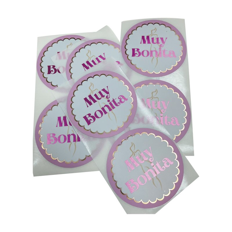 Custom Round Packaging Aluminium Sliver Stickers Gold Foil Hot Stamped Labels Printing