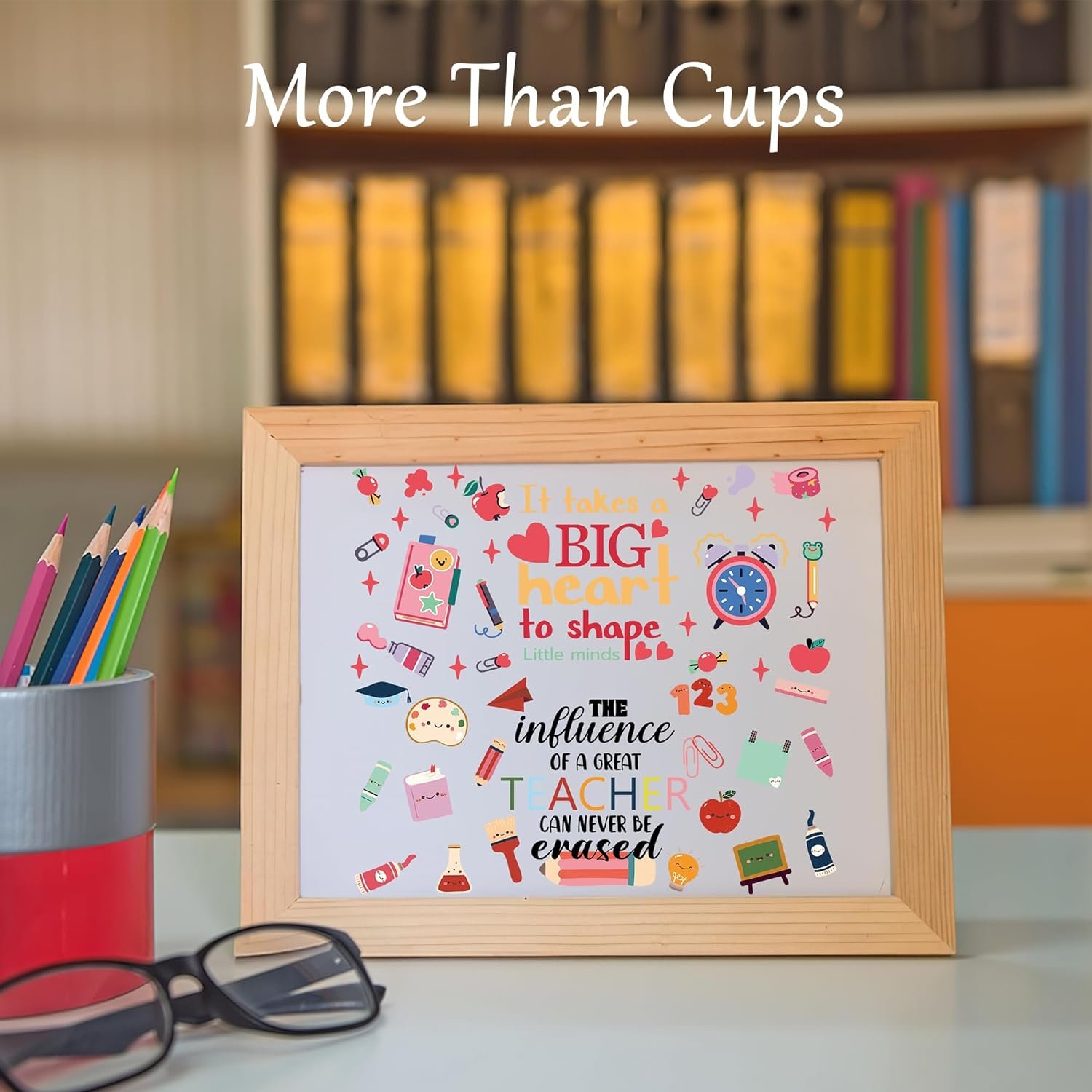 Teacher UV DTF Transfers Wraps for School Teacher Cute UV DTF Rub On Transfers Stickers Cup Decals with Colored Teaching Pencils