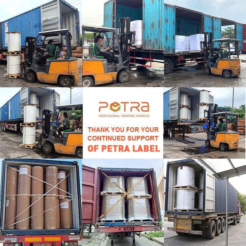 Factory Price Self Adhesive pe Label eco Sticker shipping Printable Glossy barcode direct Raw Material Thermal Label Jumbo roll