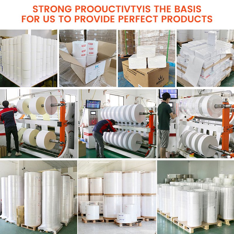 Factory Price Self Adhesive pe Label eco Sticker shipping Printable Glossy barcode direct Raw Material Thermal Label Jumbo roll