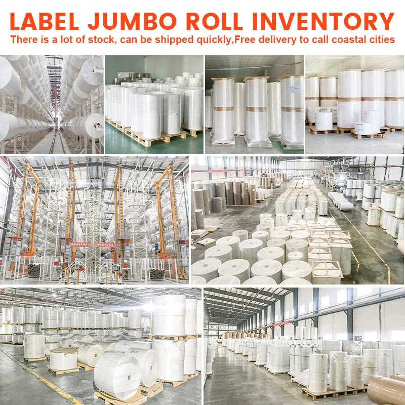 Factory Price Self Adhesive pe Label eco Sticker shipping Printable Glossy barcode direct Raw Material Thermal Label Jumbo roll