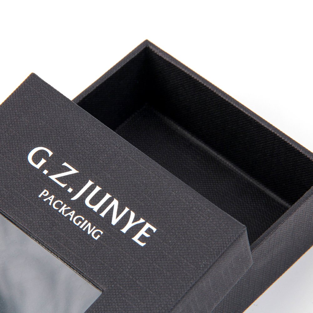 customized small luxury paper perfume box design making custom small black cardboard box with clear window