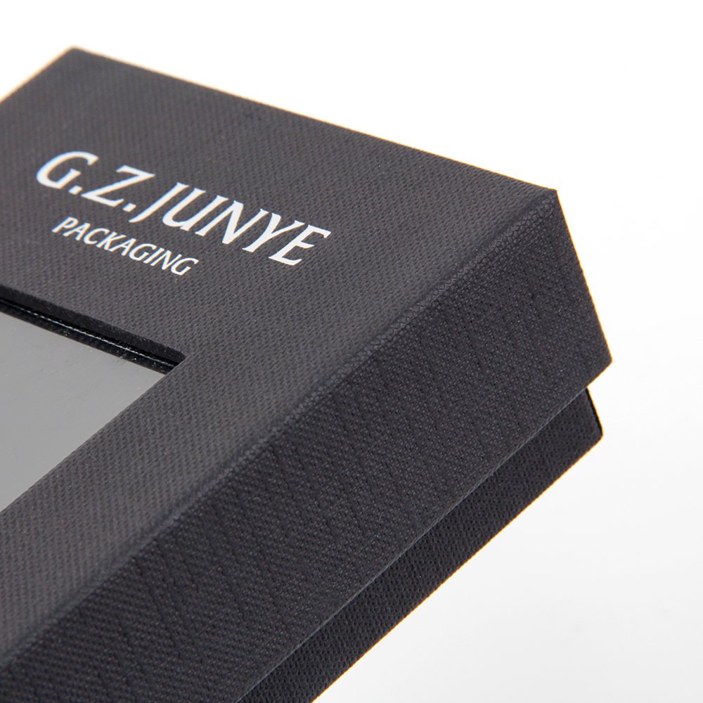 customized small luxury paper perfume box design making custom small black cardboard box with clear window