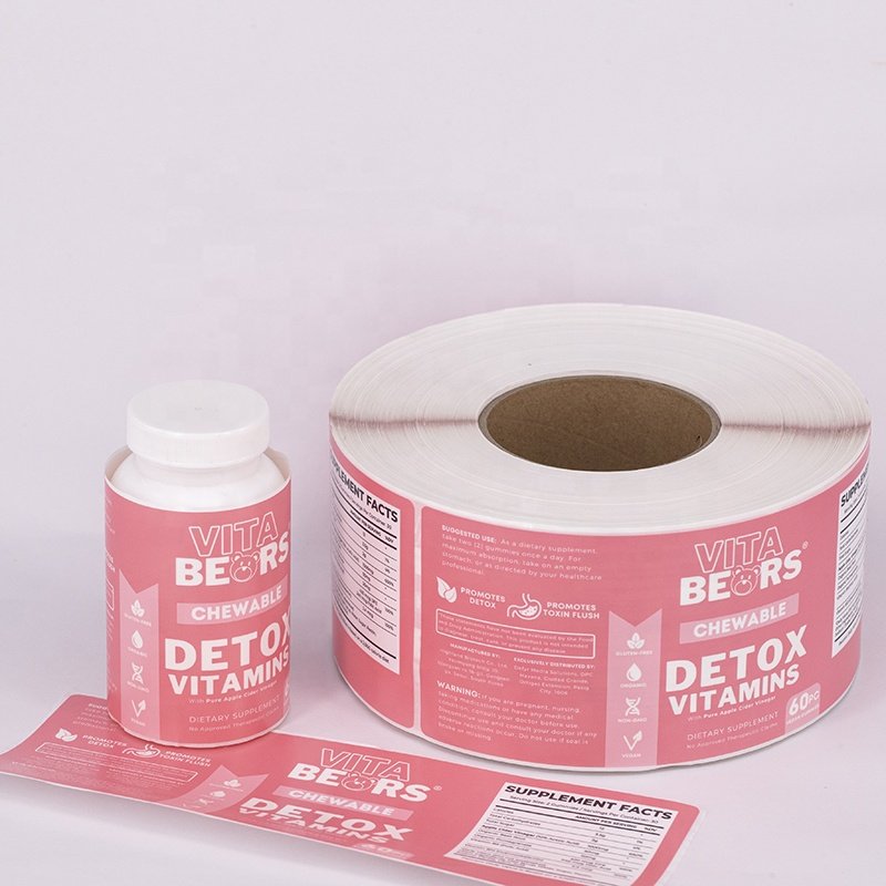 custom printing healthy pharmaceutical product spot uv bottle sticker , roll matte nutritional supplement labels