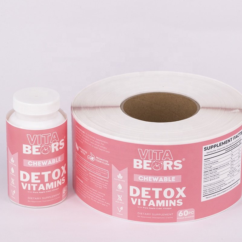 custom printing healthy pharmaceutical product spot uv bottle sticker , roll matte nutritional supplement labels