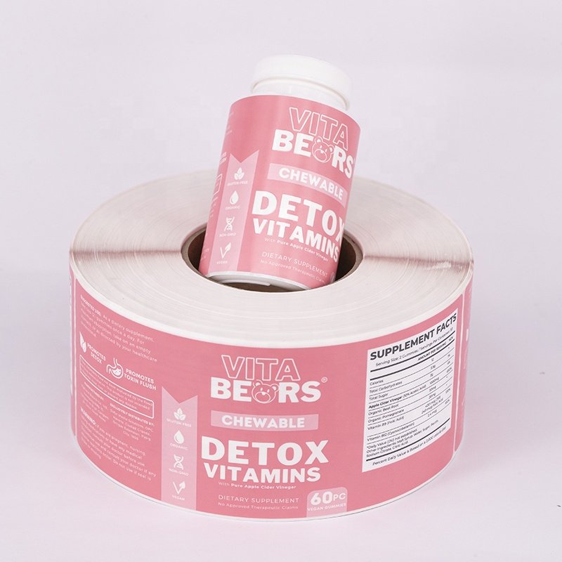 custom printing healthy pharmaceutical product spot uv bottle sticker , roll matte nutritional supplement labels