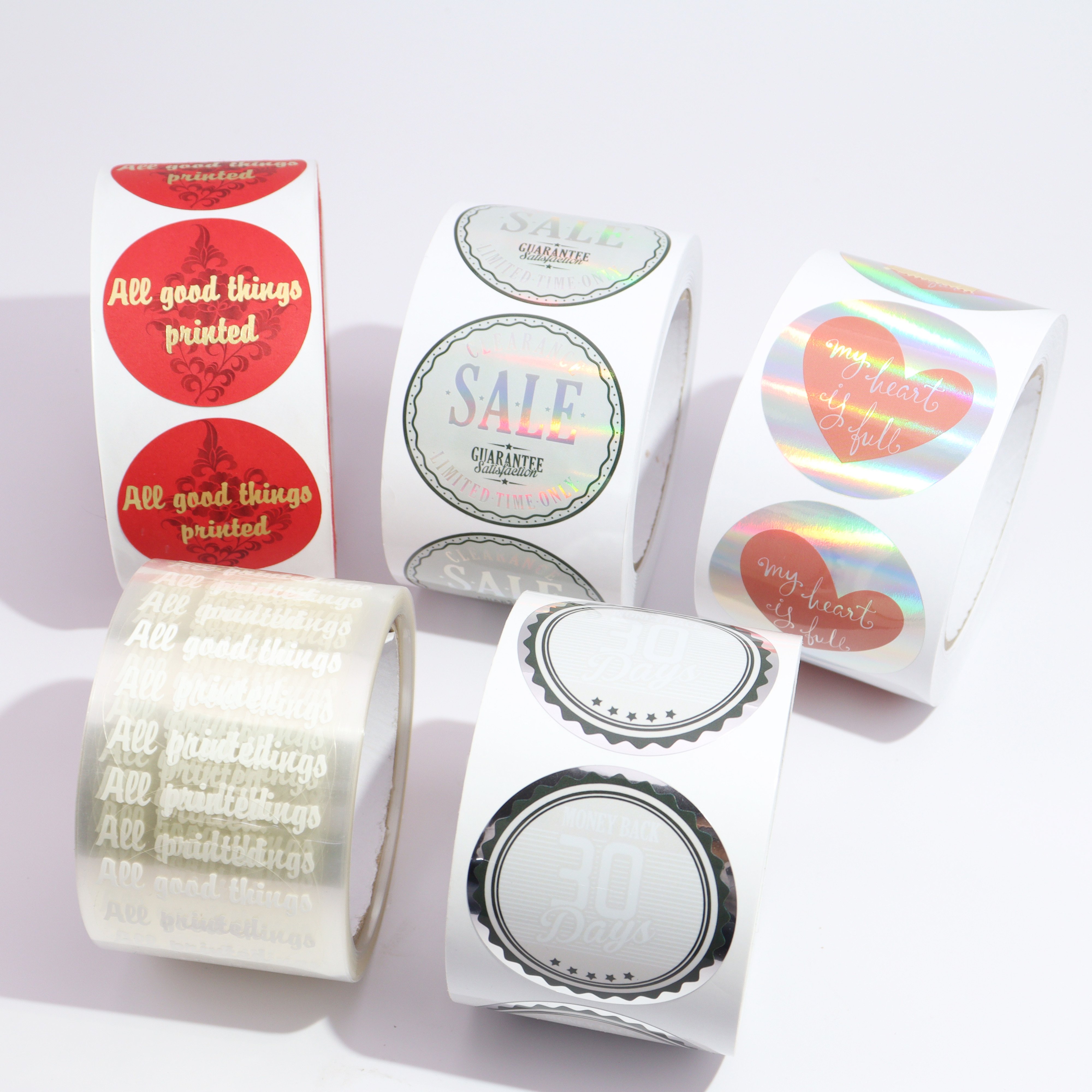 Personalized product custom round stickers paper vinyl adhesive waterproof sticker label printing logo sticker roll