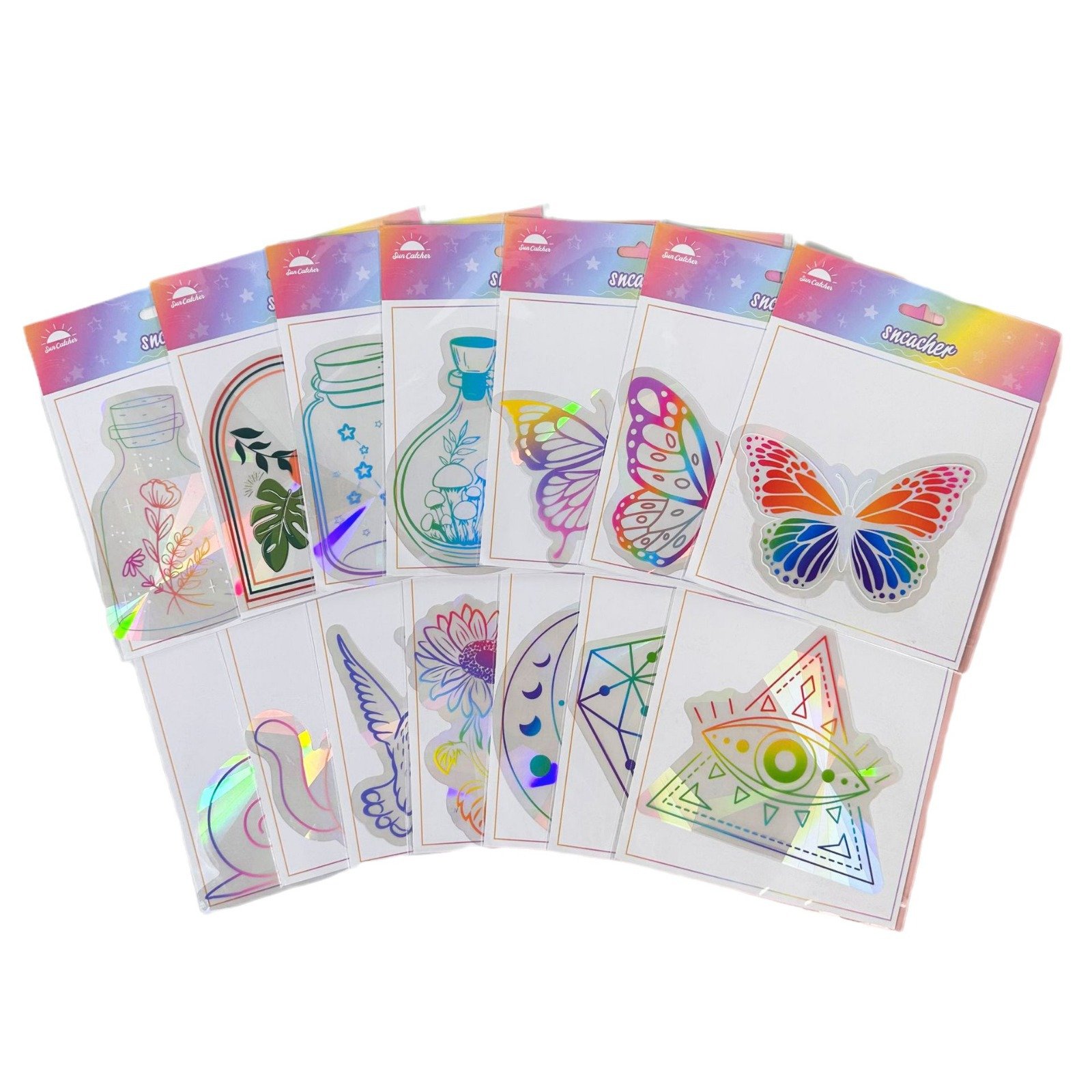 Custom Static Pvc Cling Transparent Anti Collision Glass Sticker Home Decoration Adhesive Laser Suncatcher Window Stickers