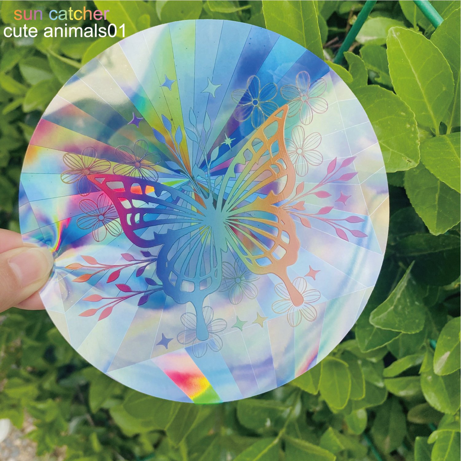 Custom Static Pvc Cling Transparent Anti Collision Glass Sticker Home Decoration Adhesive Laser Suncatcher Window Stickers