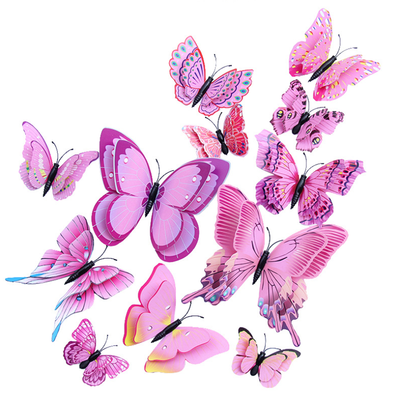 YiWu hot selling pink wall art and decor stickers for living room kids room butterfly wall stickers