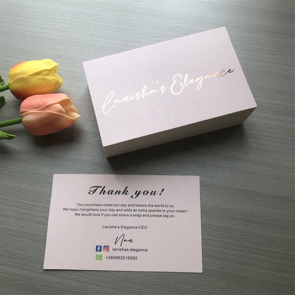 Wholesale packaging rose gold foil pink wedding business gift thank you cards and stickers