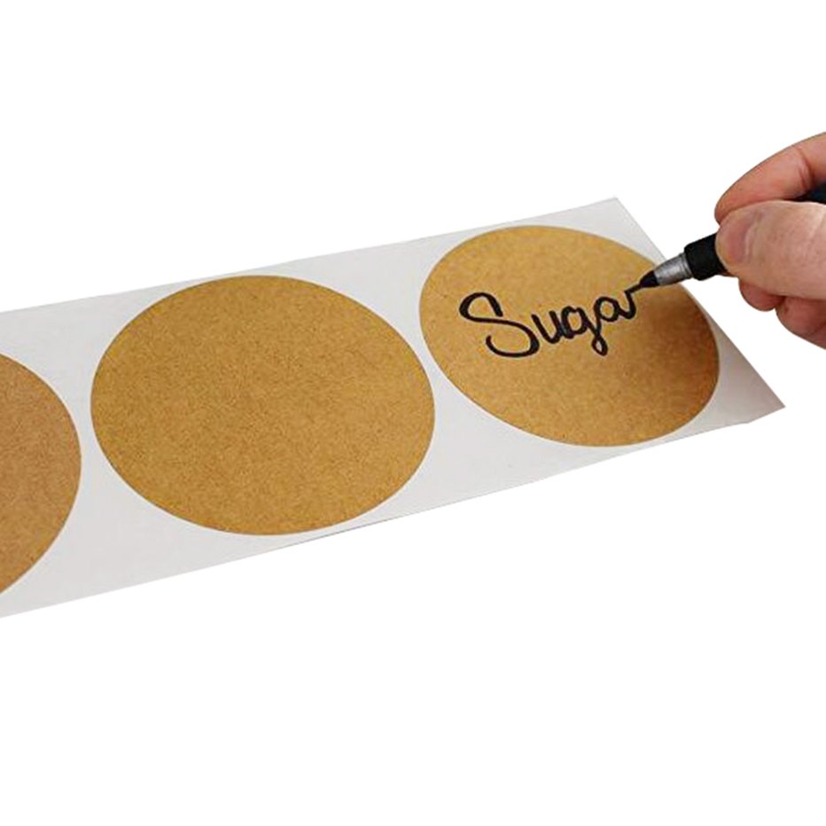 2.5cm Round Brown Label Stickers Reusable Waterproof Stickers for Containers Jars Mason Spice Glass Organizers Adhesive Stickers