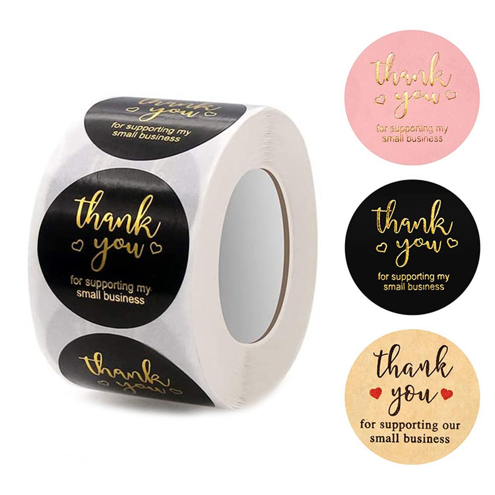 Custom Self Adhesive Sticker Rolls Pink Thank You Stickers Thank You For Supporting My Small Business Sticker