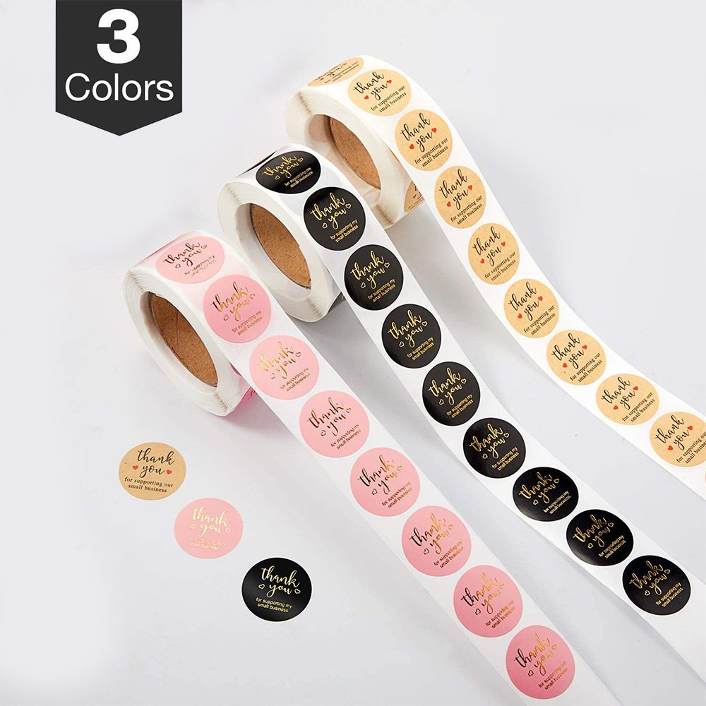 Custom Self Adhesive Sticker Rolls Pink Thank You Stickers Thank You For Supporting My Small Business Sticker