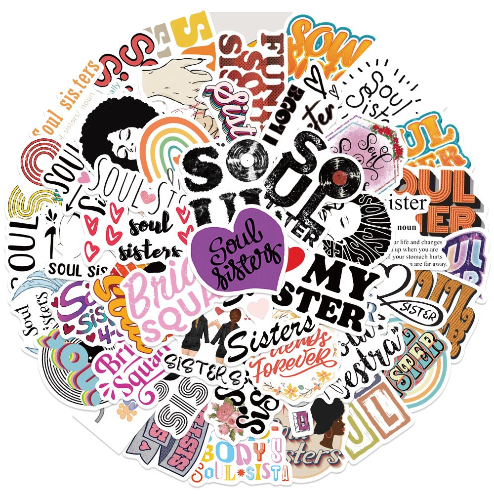 50Pcs Dear Soul Sister Phrase Graffiti Stickers For Phone Laptop Decor Black Melanin Poppin Woman Sticker
