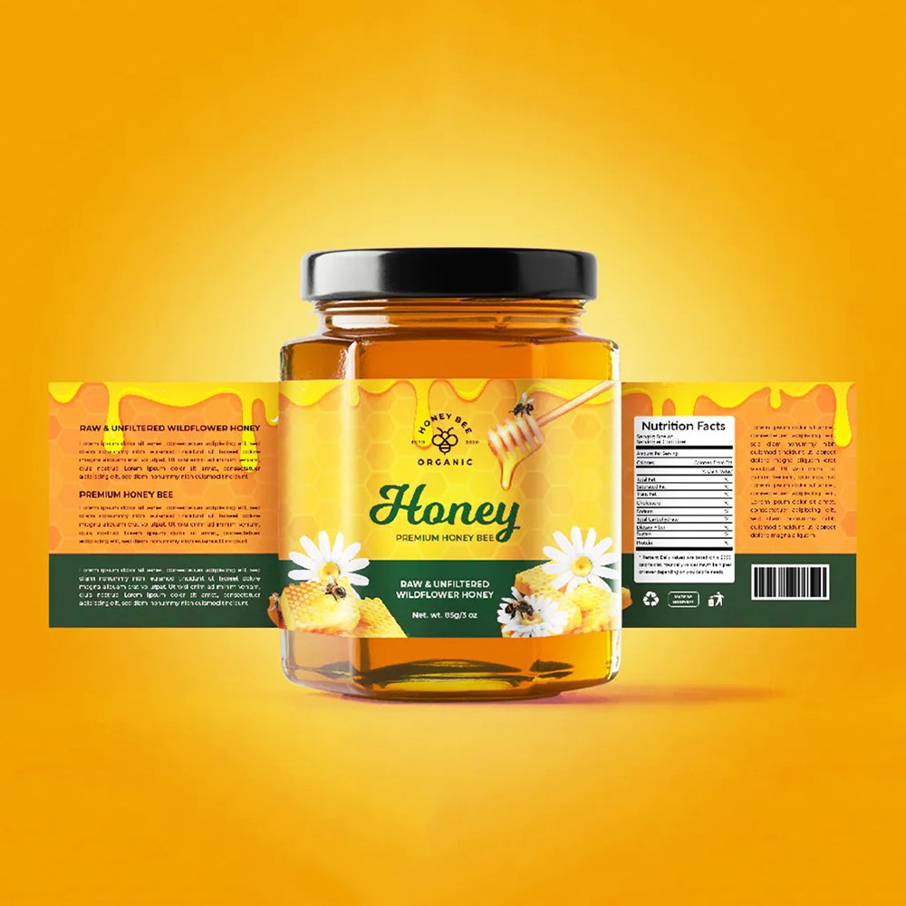 Self Adhesive Canned Frozen Food Storage Packaging Product Container Honey Bottle Jars Spice Labels Logo Roll Printing Sticker