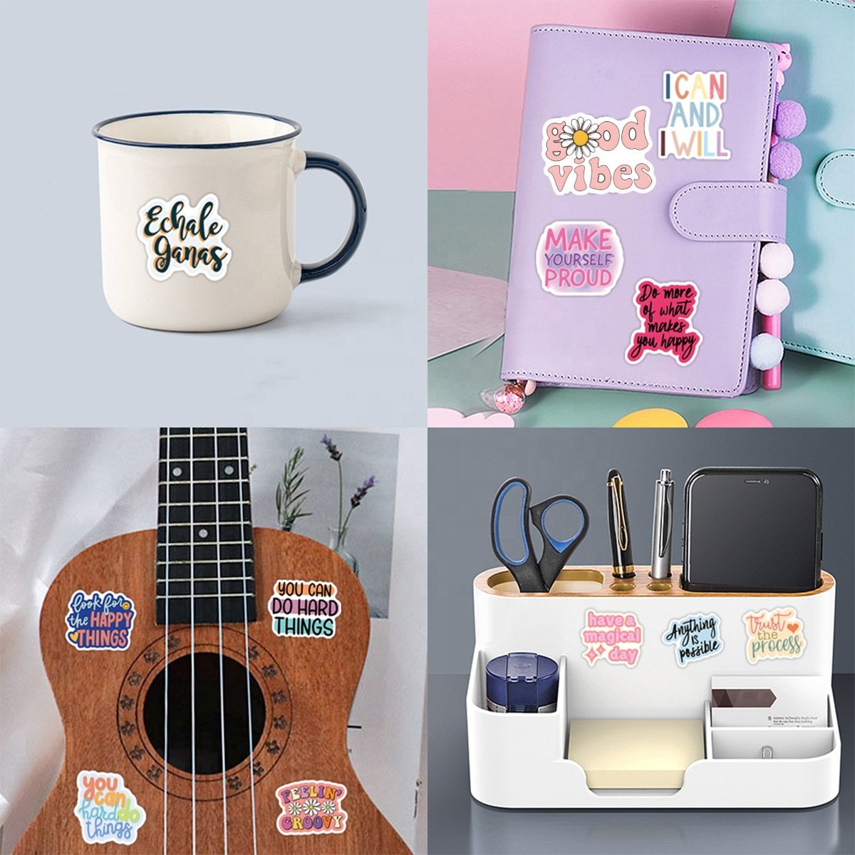 110Pcs Cute Colorful Positivity Inspirational English Sticker Pack For Girl Children Notebook Scrapbooking Cup Phone