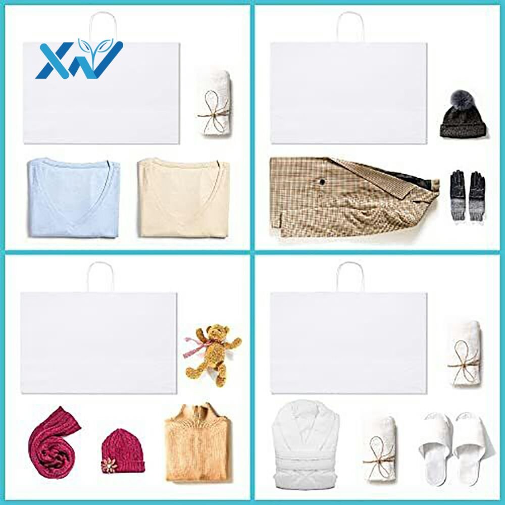 Eco-friendly Large size white paper bag with Twisted handle and customized printing for supermarket shopping