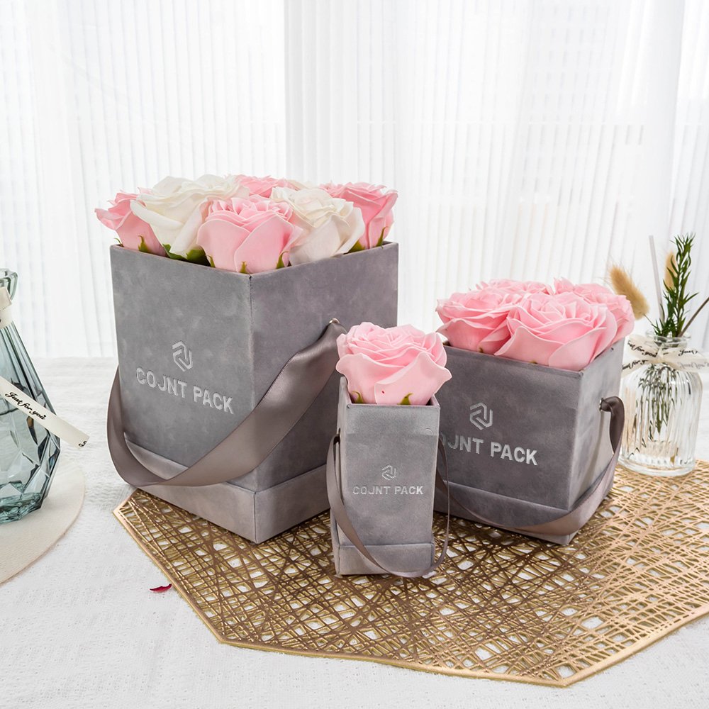 Valentines Personalized Square Velvet Flower Storage Boxes Packaging Of Flower Box