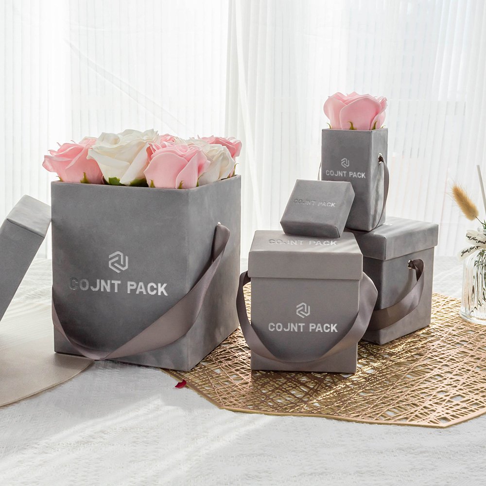 Valentines Personalized Square Velvet Flower Storage Boxes Packaging Of Flower Box