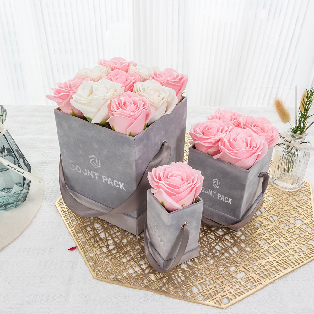 Valentines Personalized Square Velvet Flower Storage Boxes Packaging Of Flower Box