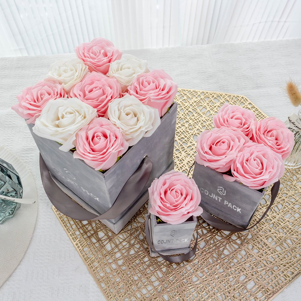 Valentines Personalized Square Velvet Flower Storage Boxes Packaging Of Flower Box