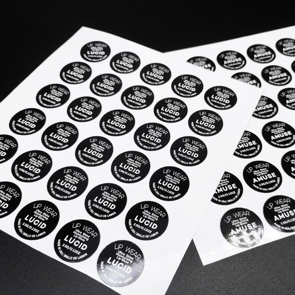 Custom Printing Lipstick Lip Gloss Labels Round Waterproof Adhesive Stickers for Bottle Top and Bottom Personalised Sticker Logo