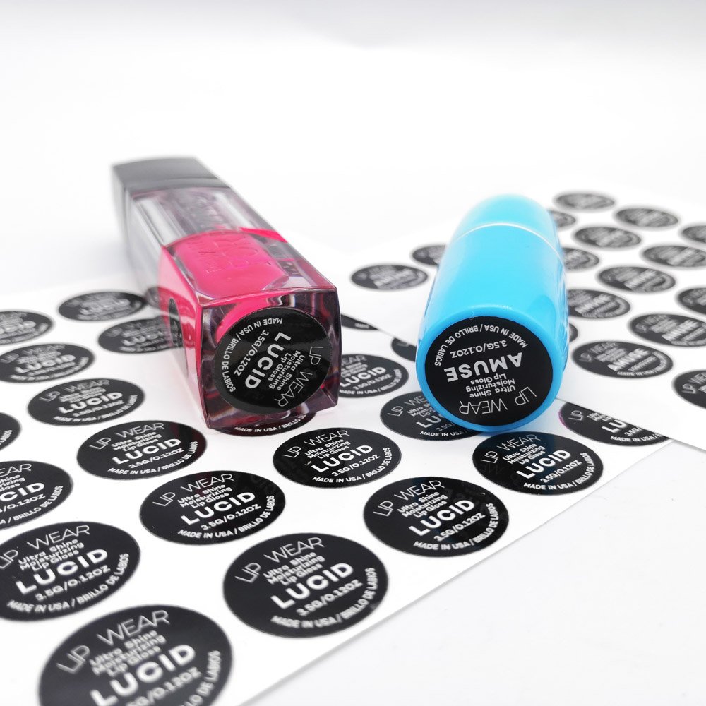 Custom Printing Lipstick Lip Gloss Labels Round Waterproof Adhesive Stickers for Bottle Top and Bottom Personalised Sticker Logo