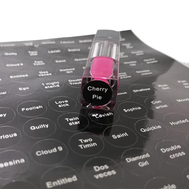 Custom Printing Lipstick Lip Gloss Labels Round Waterproof Adhesive Stickers for Bottle Top and Bottom Personalised Sticker Logo