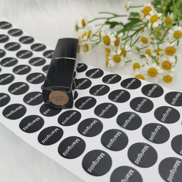 Custom Printing Lipstick Lip Gloss Labels Round Waterproof Adhesive Stickers for Bottle Top and Bottom Personalised Sticker Logo