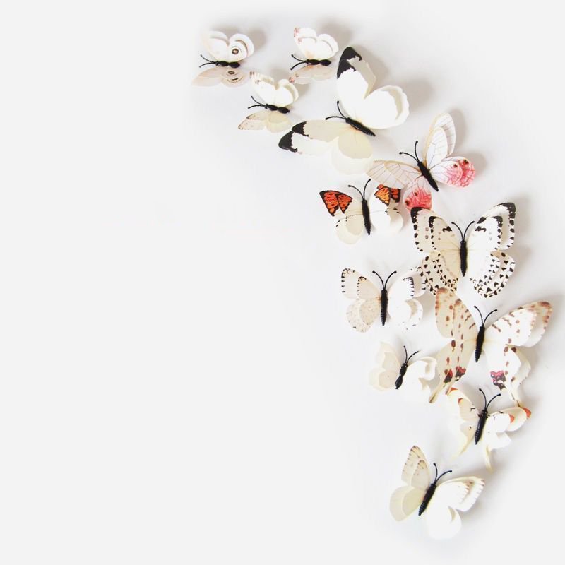 12 Style 12pc/set Double Layer Butterfly Magnet 3d Wall Sticker Creative Living Room Background Wall Decor Pvc Sticker For Party